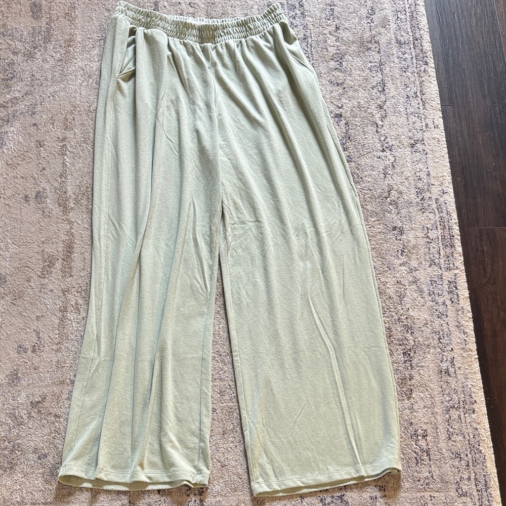 Abercrombie and Fitch Light Sage Wide Leg Lounge Pants